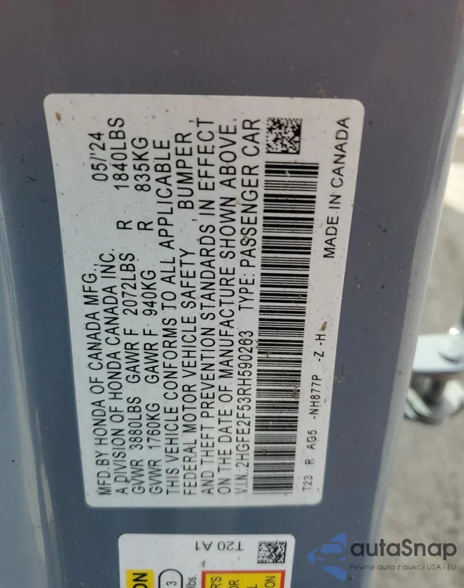 2HGFE2F53RH590263: 82218305