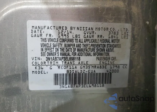 3N1AB7AP3EL698118: 90006485