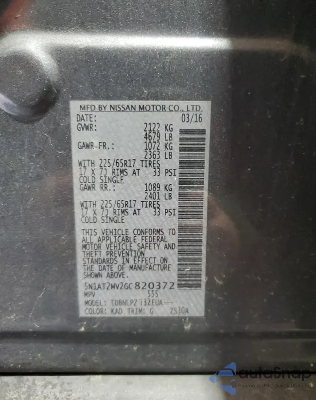 5N1AT2MV2GC820372: 86192845