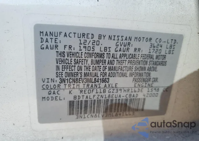 3N1CN8EV3ML841663: 84958835