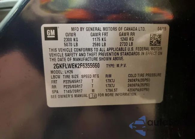 2GKFLWEK2F6355660: 84391795