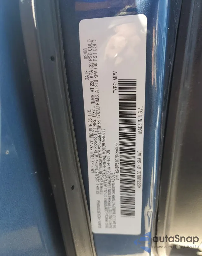 4S4BP61C787354466: 82353445