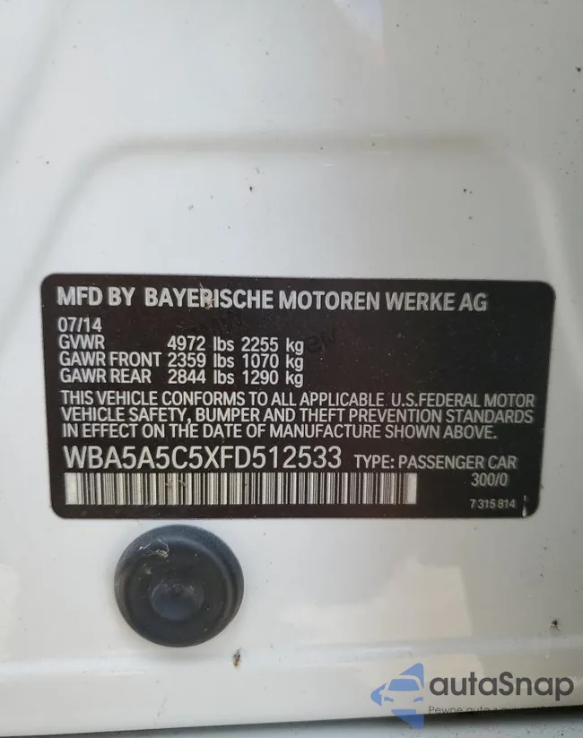 WBA5A5C5XFD512533: 90043495