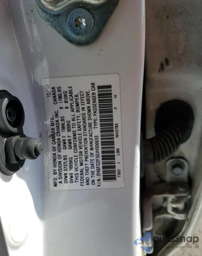 2HGFC2F50JH506653: 89719825