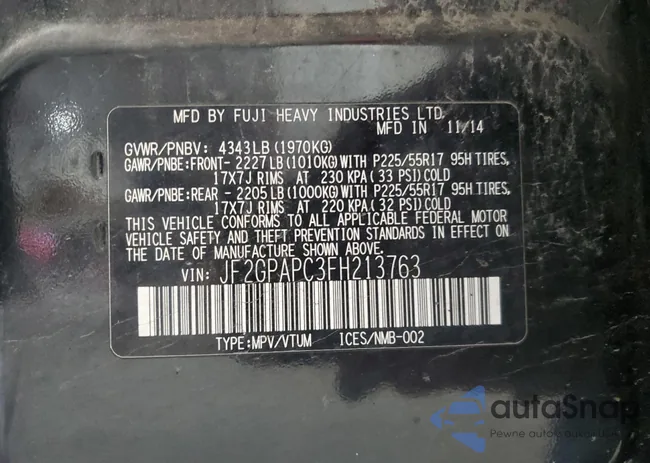 JF2GPAPC3FH213763: 89590445