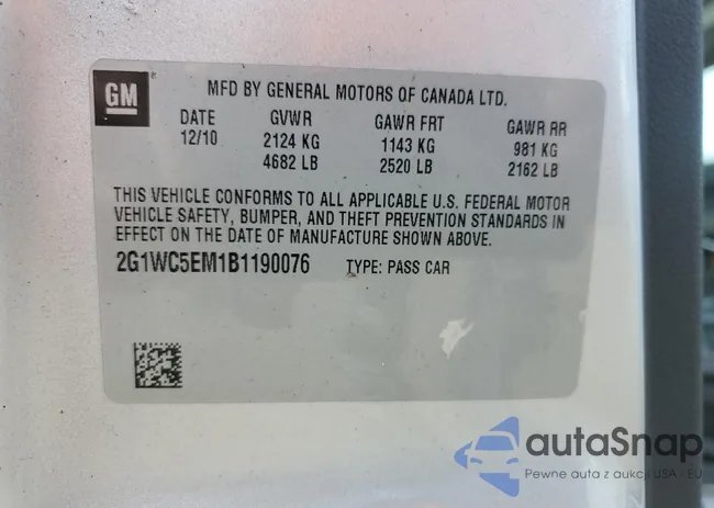 2G1WC5EM1B1190076: 90053695