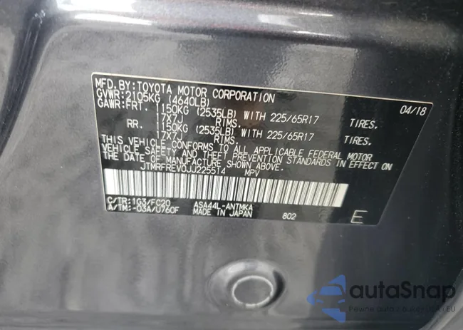 JTMRFREV0JJ225514: 86989795