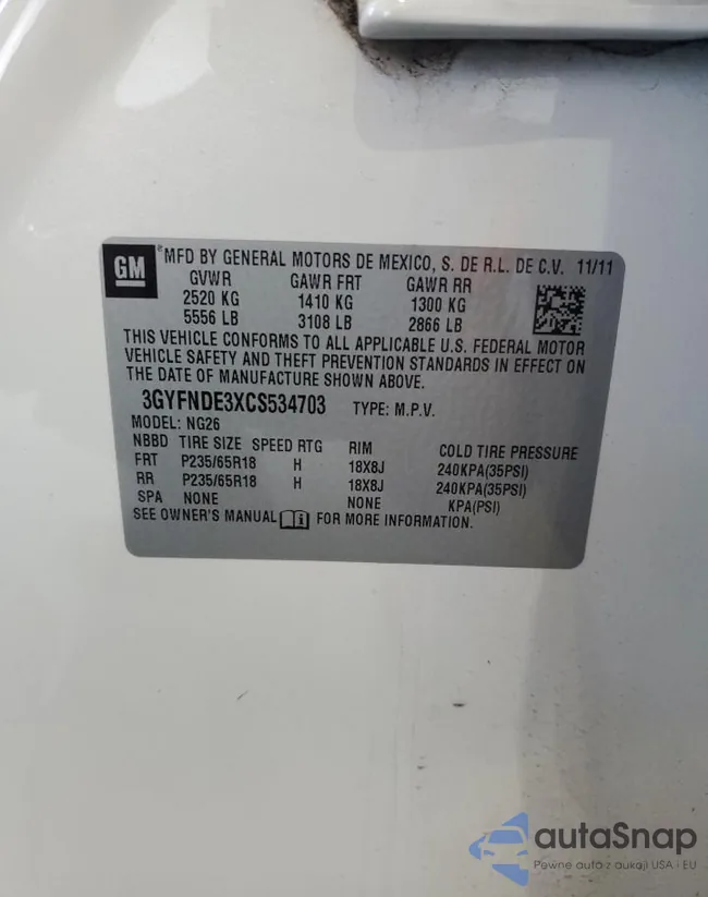 3GYFNDE3XCS534703: 86767995