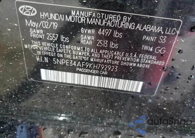 5NPE34AF9KH792923: 84893285