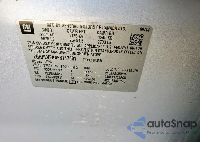 2GKFLVEK4F6147001: 86299815