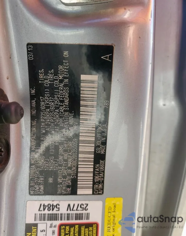 5TDZK3DC2DS350059: 85398605