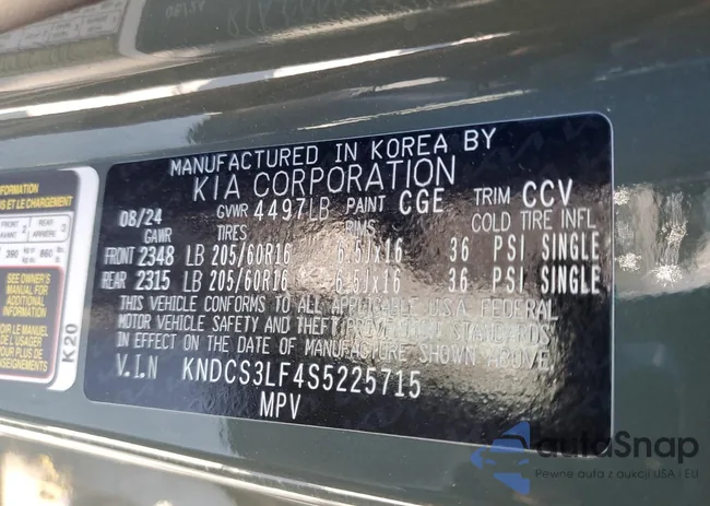 KNDCS3LF4S5225715: 86101165