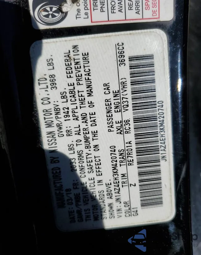 JN1AZ4EH3KM420740: 86107515