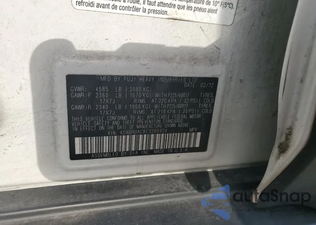 4S4BRBAC8C3266920: 84834795