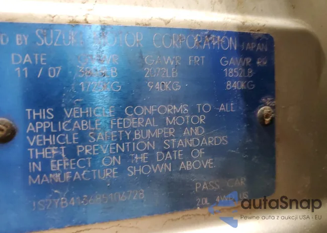 JS2YB413685106728: 87357945