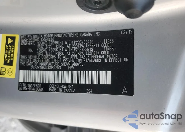 2T2ZK1BA2CC082753: 87312765