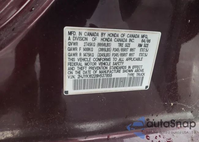 2HJYK16228H537855: 89675355