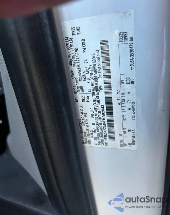 1FBZX2ZM6FKA92043: 89661965