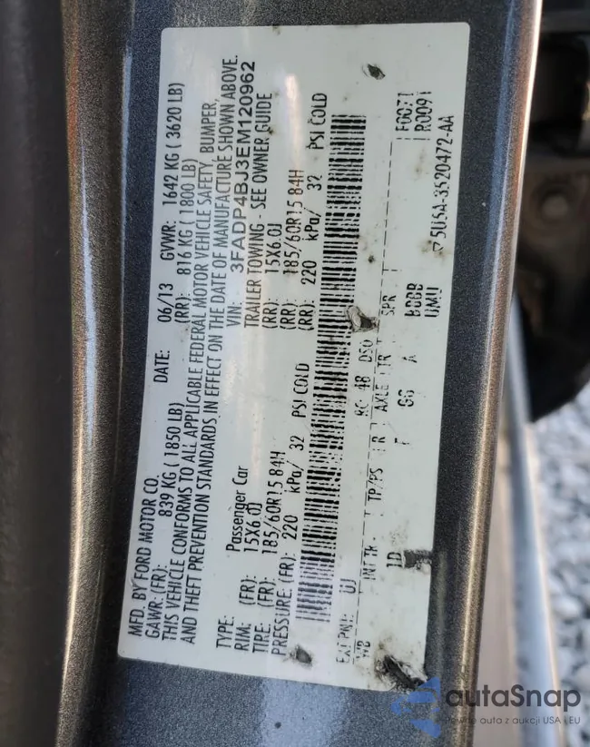 3FADP4BJ3EM120962: 85351205