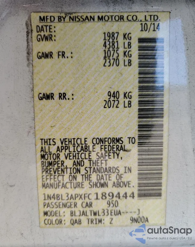 1N4BL3APXFC189444: 82234405