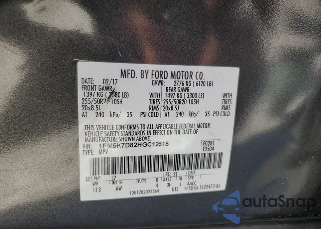 1FM5K7D82HGC12518: 84892985