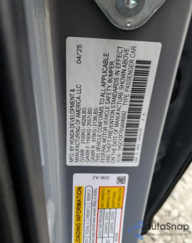 1HGCY2F79SA046642: 90665765