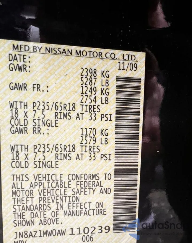 JN8AZ1MW0AW11023: 86893155