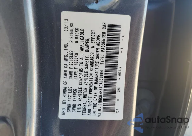 1HGCR2F54DA150664: 87192945