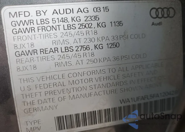 WA1UFAFL5FA120428: 89798385