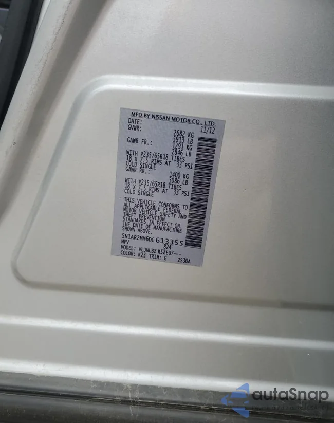 5N1AR2MM6DC613355: 86243065