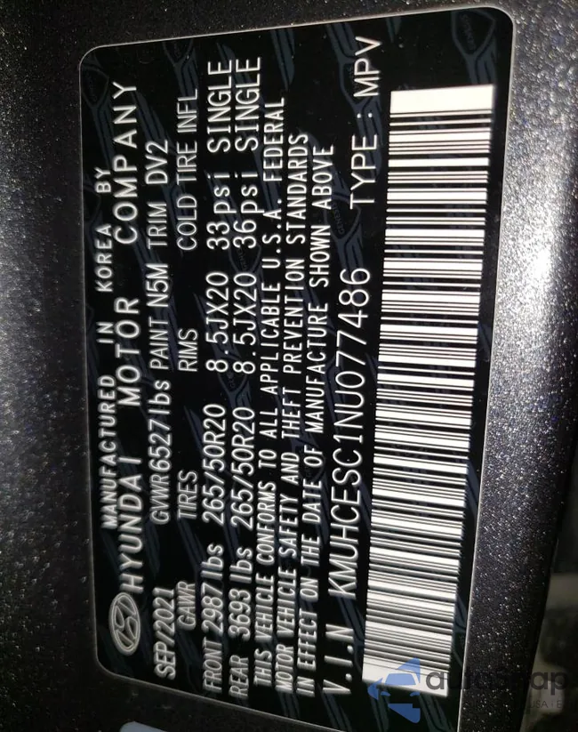 KMUHCESC1NU077486: 85476625