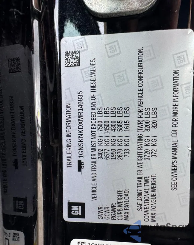 1GNSKNKDXMR146835: 90949555