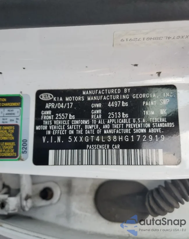 5XXGT4L38HG172919: 86884875