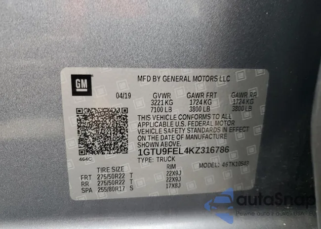 1GTU9FEL4KZ316786: 89828975