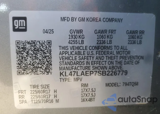 KL47LAEP7SB226779: 89845885