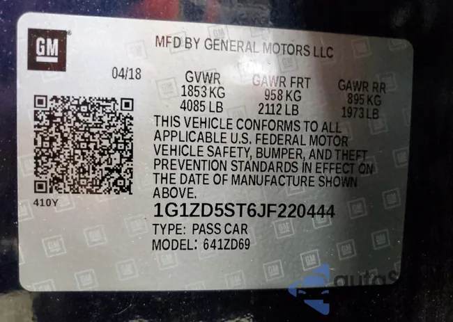 1G1ZD5ST6JF220444: 86872105