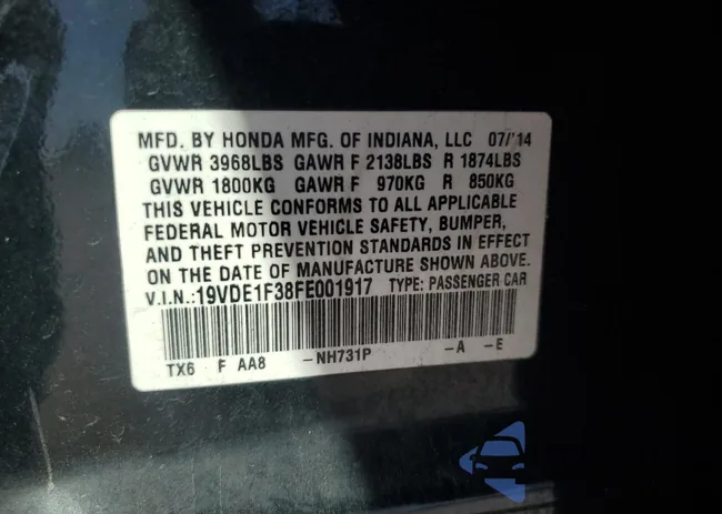 19VDE1F38FE001917: 82616195