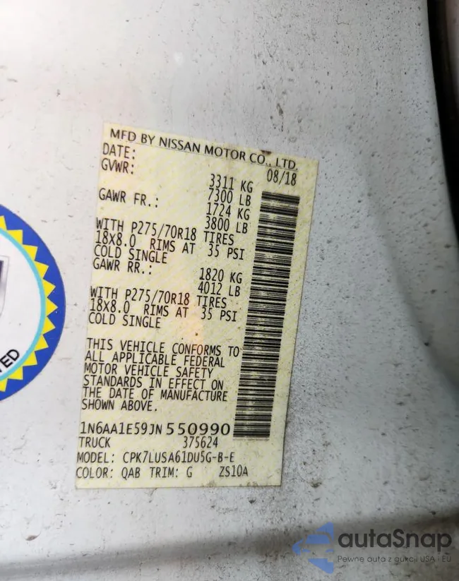 1N6AA1E59JN550990: 86519275