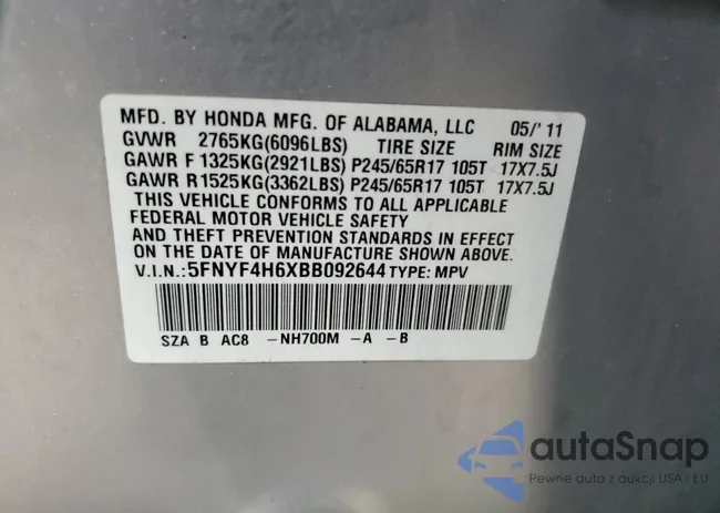 5FNYF4H6XBB092644: 87418235