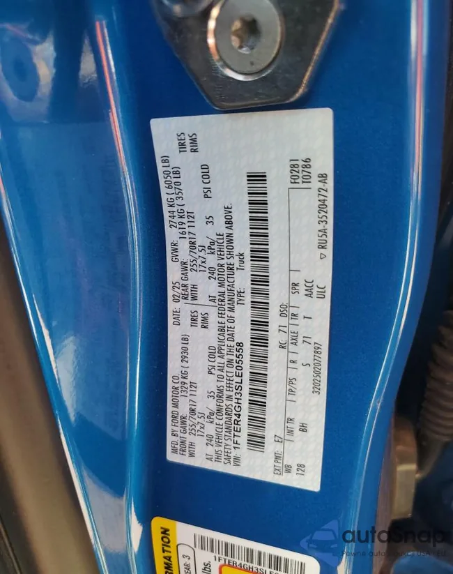 1FTER4GH3SLE05558: 85061165