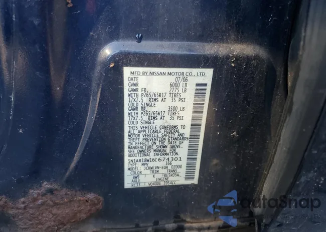 5N1AR18W16C674301: 89643205