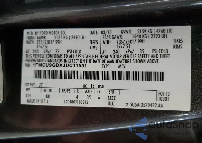 1FMCU9GDXJUC11551: 85585125