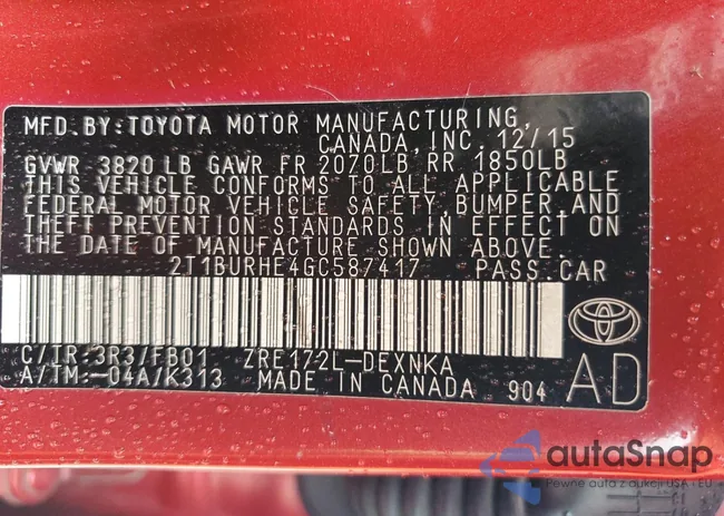 2T1BURHE4GC587417: 84943645