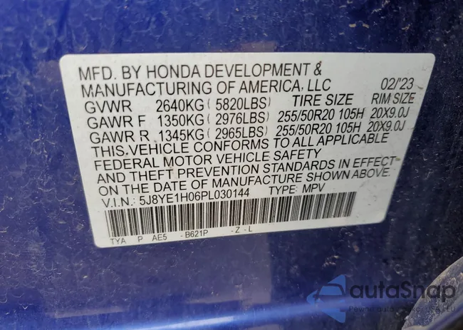 5J8YE1H06PL030144: 85750745