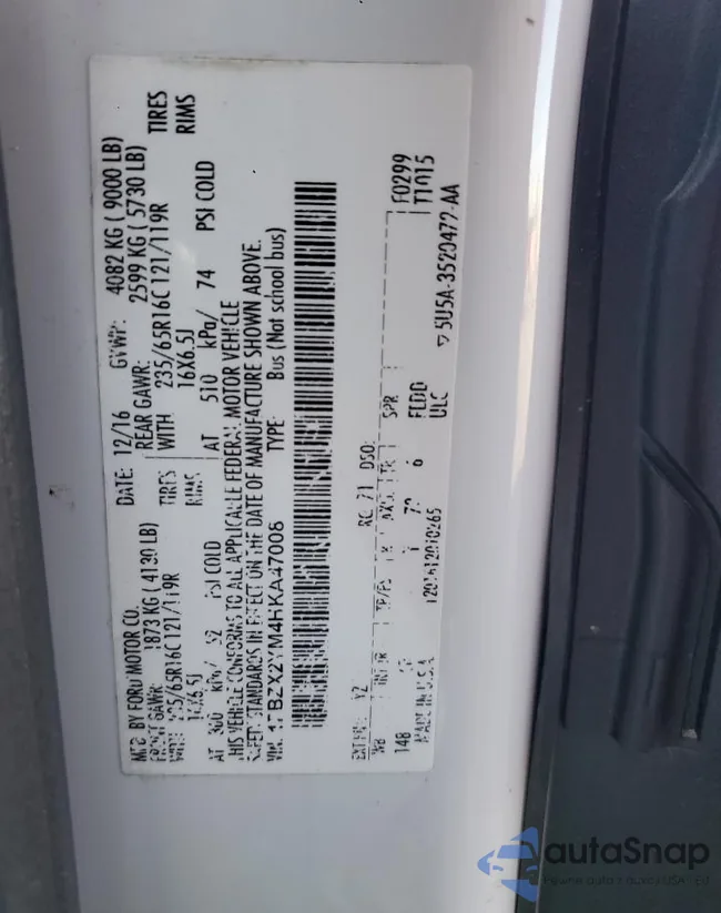 1FBZX2YM4HKA7008: 90604545