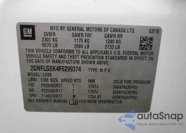 2GNFLGEK4F6299374: 84901605