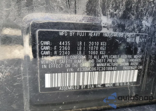 4S3BMCB67C3018840: 86619585