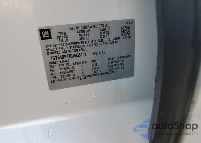 1GYS4DKJ7GR455101: 90678905