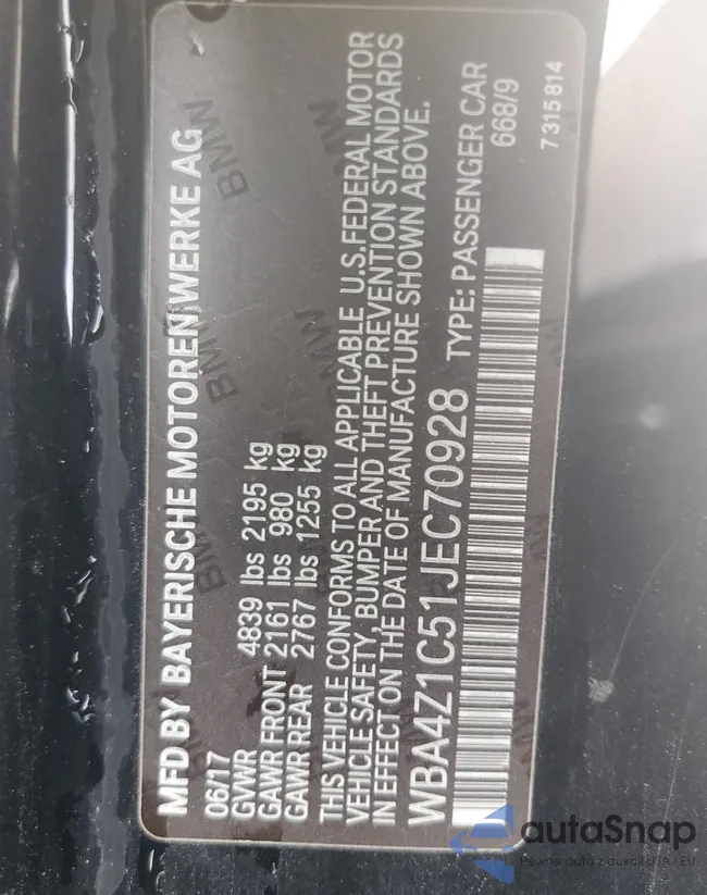 WBA4Z1C51JEC70928: 85307485