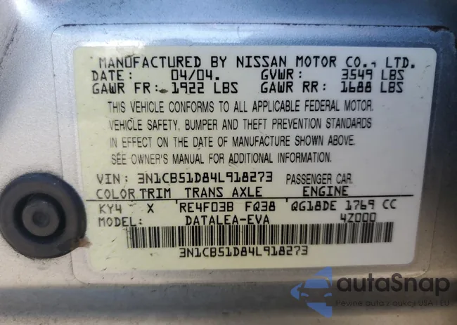 3N1CB51D84L918273: 90606485